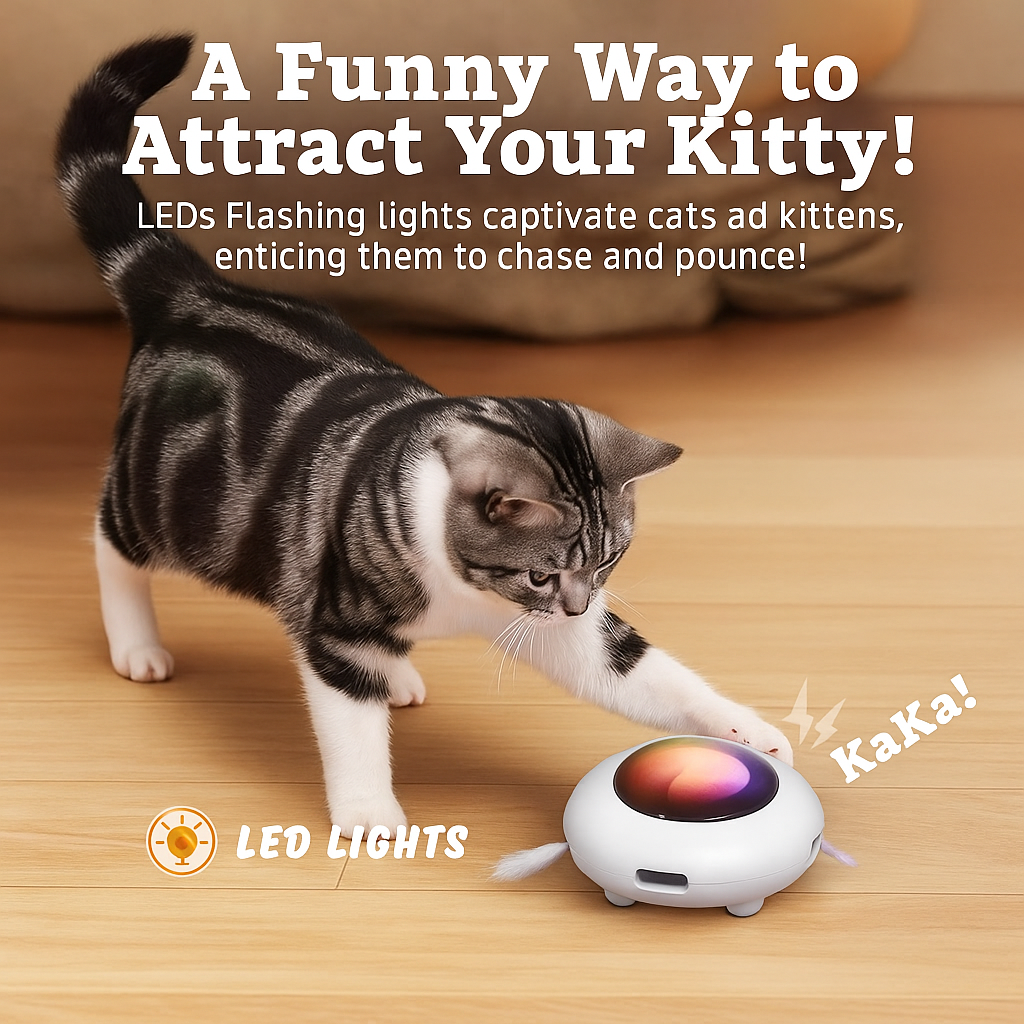 UFOWhirl Interactive Pet Toy – Lights, Spins & Surprises for Endless Fun