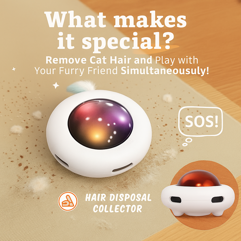 UFOWhirl Interactive Pet Toy – Lights, Spins & Surprises for Endless Fun