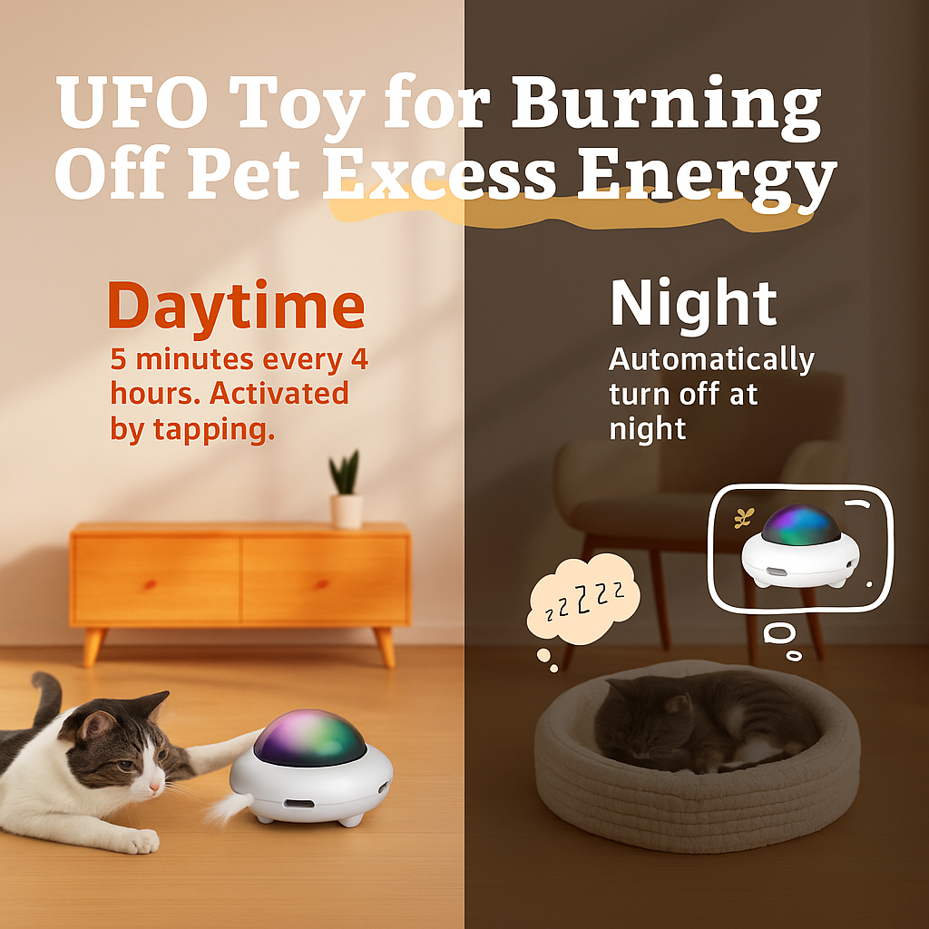 UFOWhirl Interactive Pet Toy – Lights, Spins & Surprises for Endless Fun