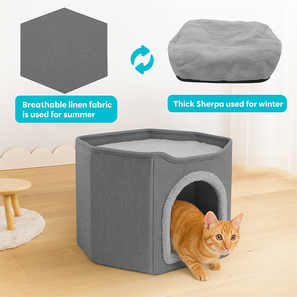 CozyWhisk Den Pod – A Plush Hideaway for Cats Who Crave Calm & Comfort