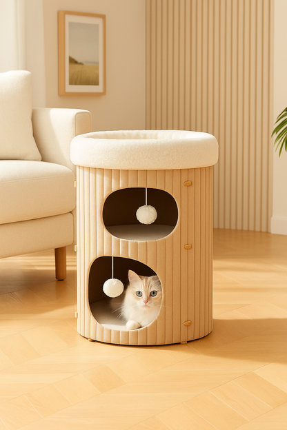 CozyPaw Felt Nest – Eco-Friendly Hideaway for Anxious Cats.