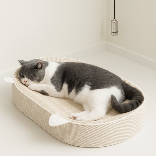 ScratchNest Oval Cat Bed – The Cozy Lounger Built for Scratching & Snoozing
