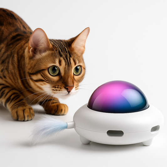 UFOWhirl Interactive Pet Toy – Lights, Spins & Surprises for Endless Fun