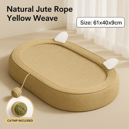 ScratchNest Oval Cat Bed – The Cozy Lounger Built for Scratching & Snoozing